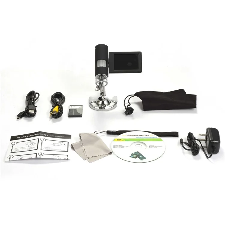 UM039 Mini 5MP 1200x 3-inch LCD Digital Microscope with Measurement Function - US Plug
