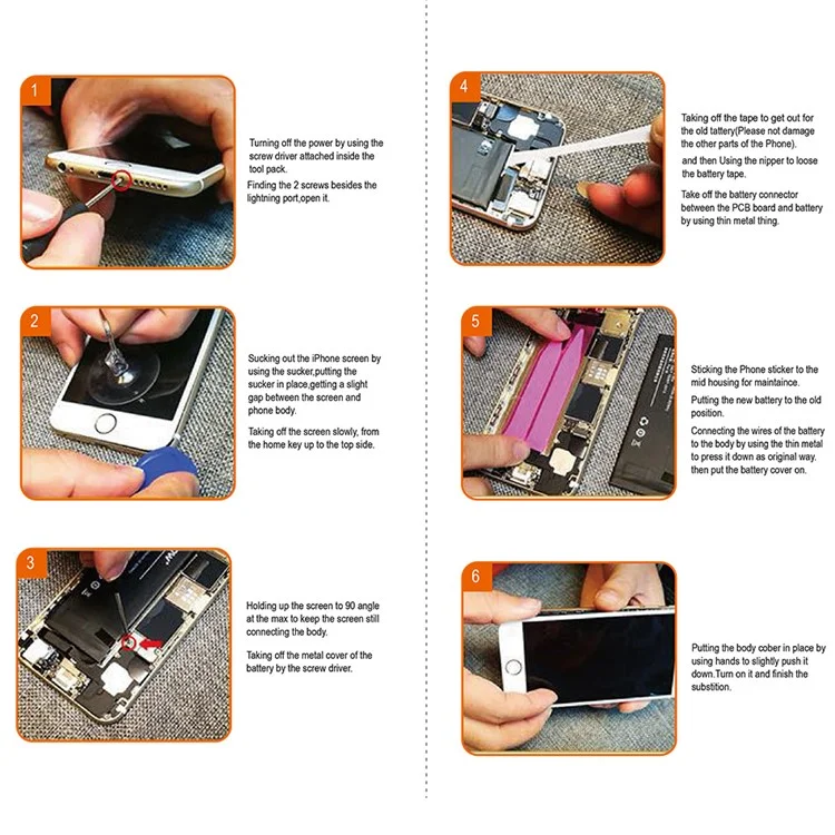 6-in-1 Battery Adhesive Sticker Screwdriver Repair Tool Set for iPhone 6s Plus / 6 Plus