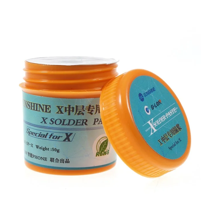 SUNSHINE SP-X 50g Lötpaste bleifrei für niedrige Temperaturen 158 Grad für die mittlere Schicht des iPhone X