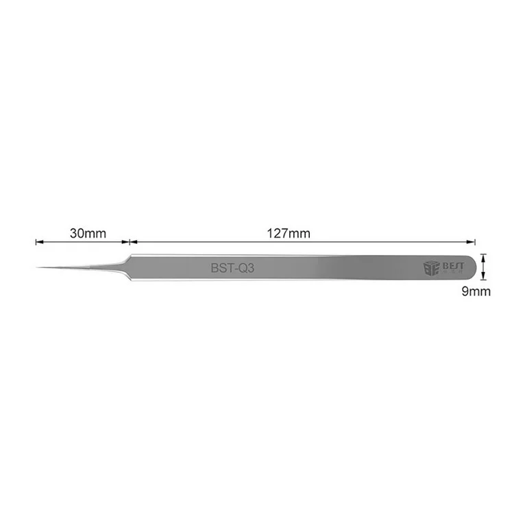 BEST BST-Q3 202 Stainless Steel Precision Jumper Wire Tweezers Hand Tool - Straight Tip