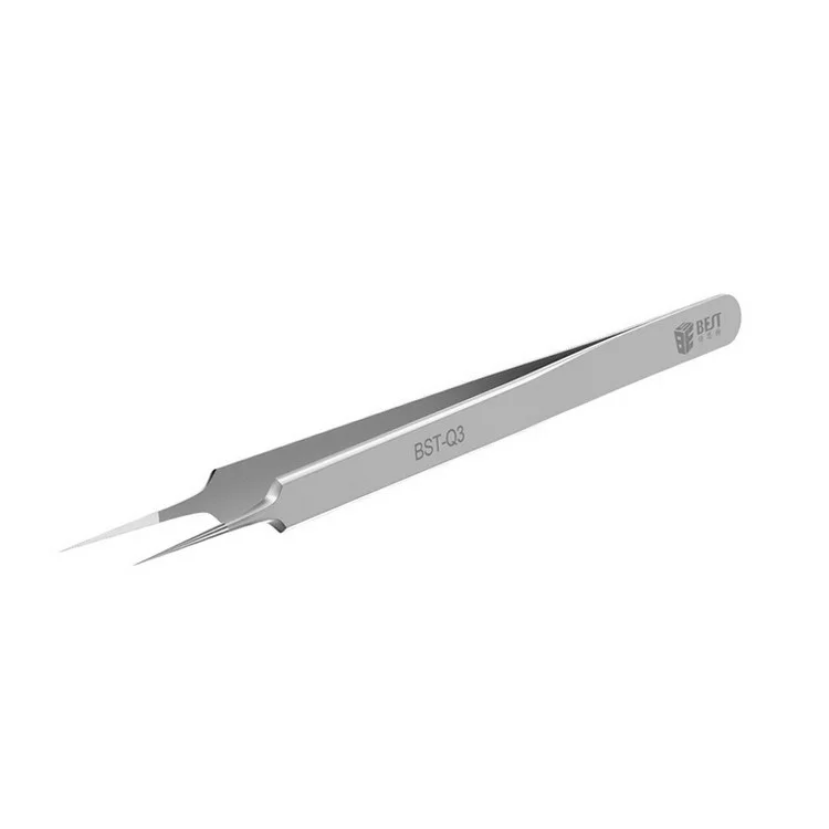 BEST BST-Q3 202 Stainless Steel Precision Jumper Wire Tweezers Hand Tool - Straight Tip