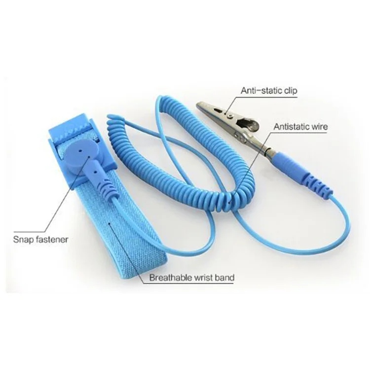 BST Anti Static ESD Wrist Strap Grounding Adjustable Elastic Bracelet - Blue