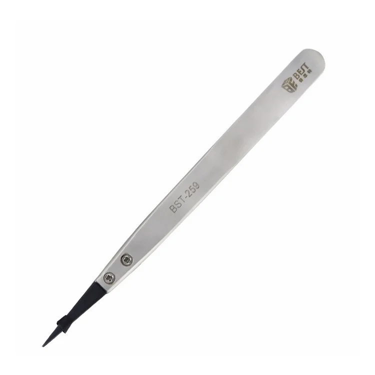 BEST BST-259A Stainless Steel Anti-static Fine Point Tweezers with Replaceable Tip