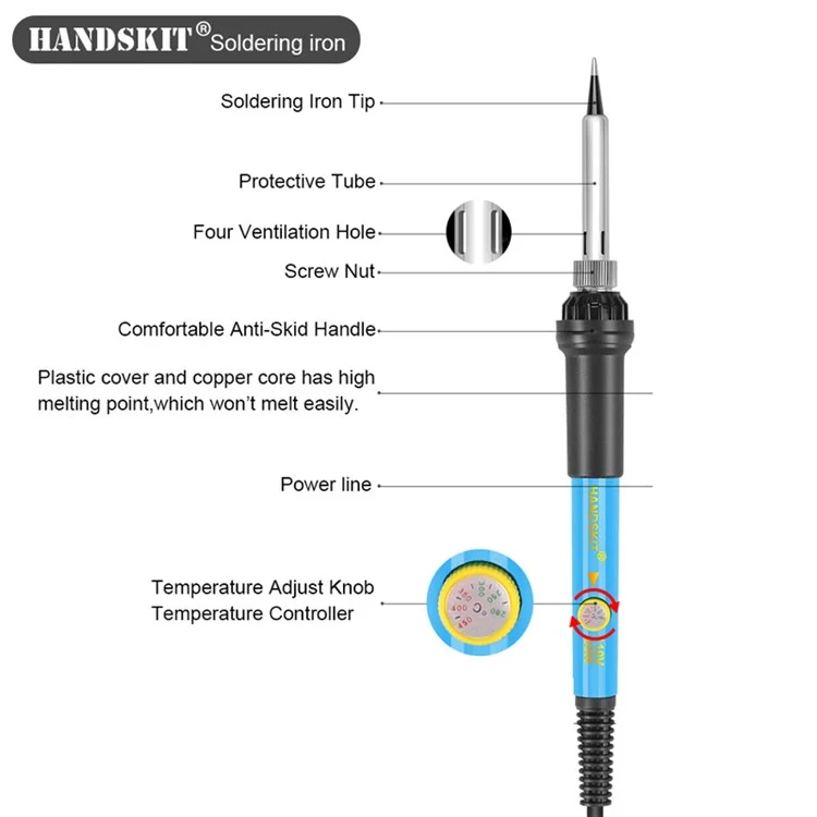 Handskit 22 Pezzi Kit di Saldatura in Ferro di Saldatura 220 v 60W Servizio di Saldatura a Temperatura Regolabile Elettrica Con Punte di Saldatura Strumenti - Plug