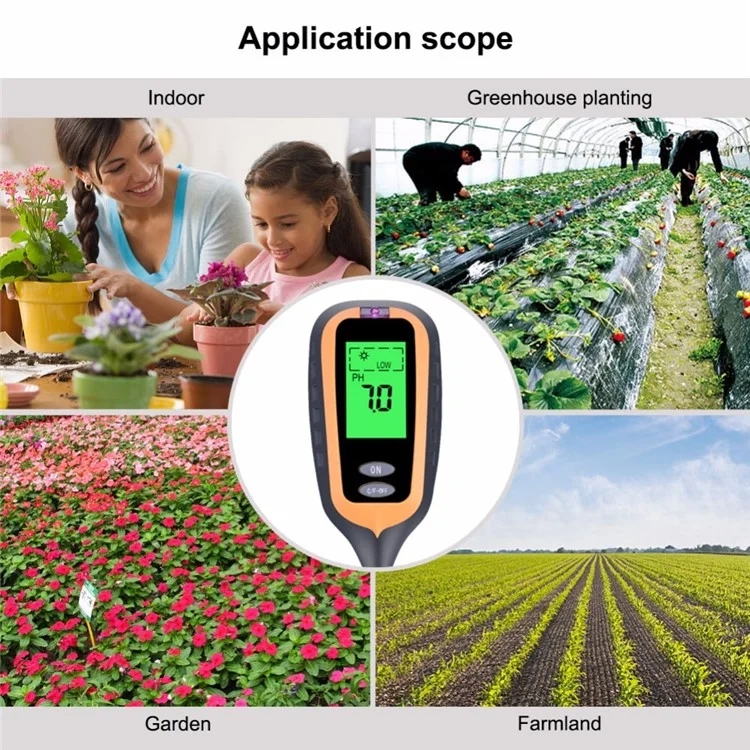 Temperatura Do Solo 4-em-1 / Umidade / Luz / Testador De PH Para A Fazenda, Jardim, Gramado