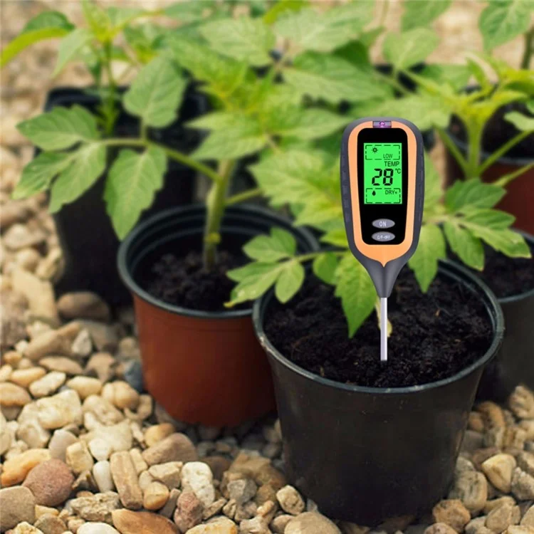 Testeur de sol 4 en 1 pour température, humidité, lumière et pH pour ferme, jardin, pelouse