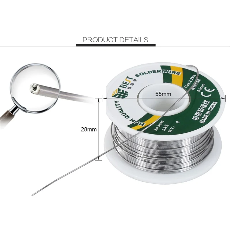 MELHOR Fio de Solda Fluxo de Estanho Chumbo Sn60Pb40 - 0,4mm x 100g