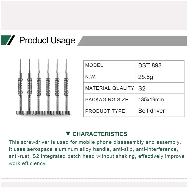 BST-898 Professional Precise Screwdriver Anti-slip Handle - Philips 1.5