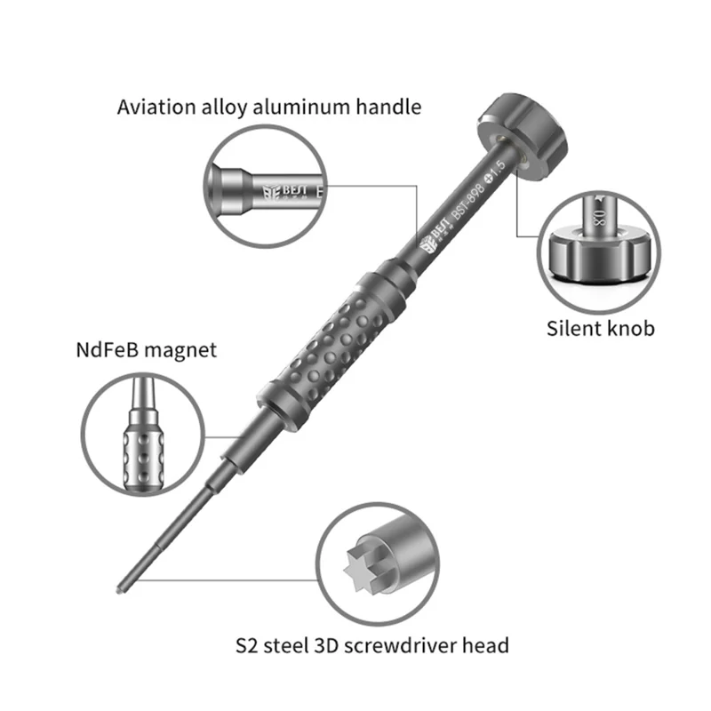 BST-898 Professional Precise Screwdriver Anti-slip Handle - Phillips 2.5mm