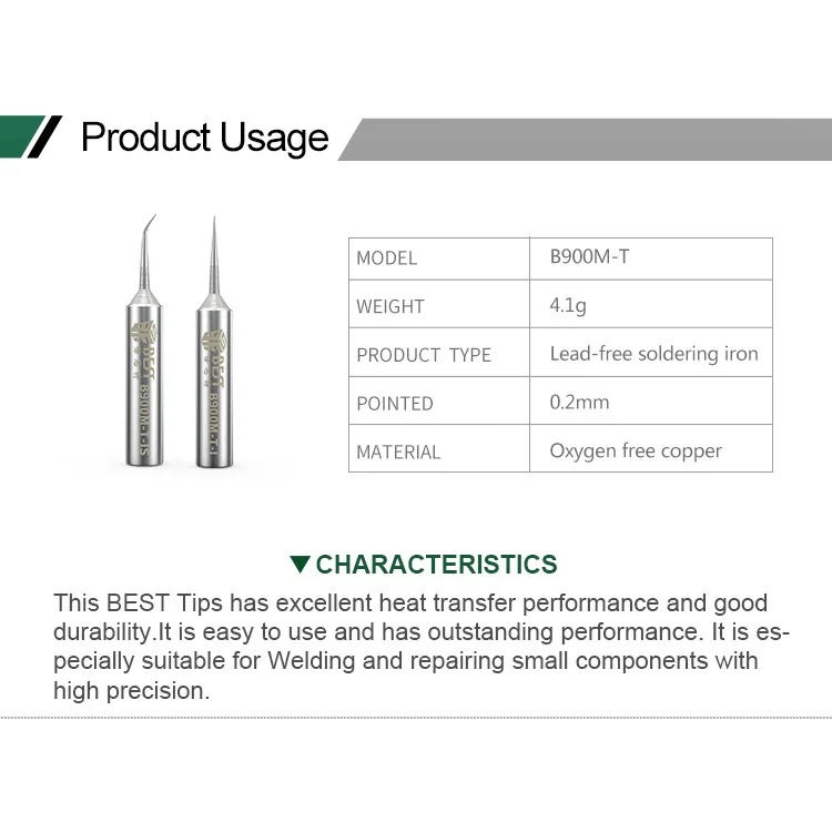 BST-B900M Flying Wire Soldering Iron Head - Straight Head