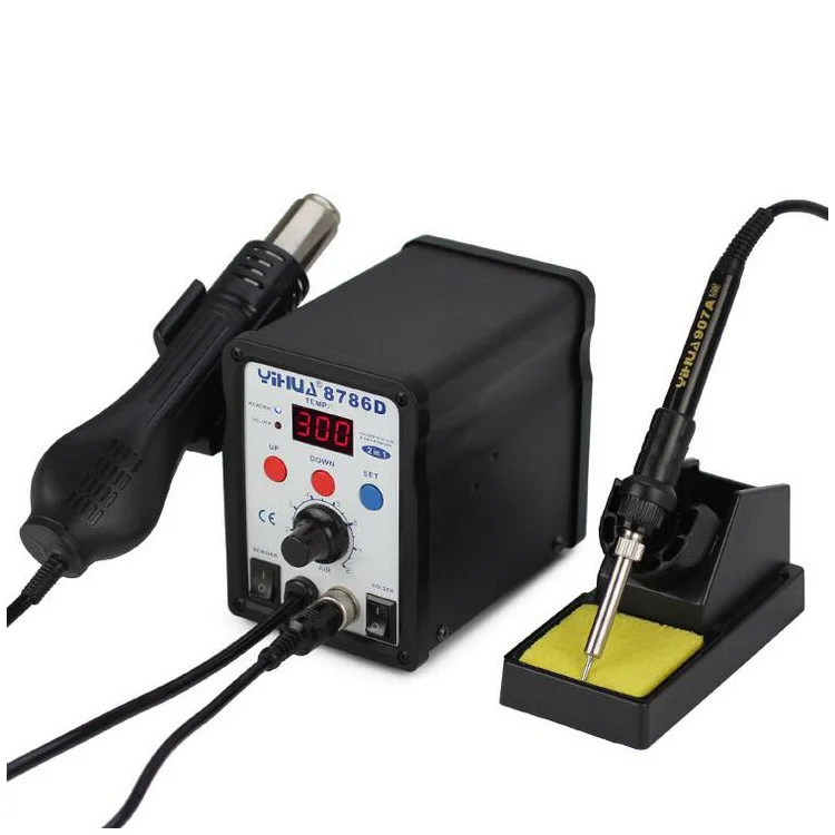 YIHUA 8786D 2-in-1 Welding Rework Station Hot Air Gun Iron LED Display - AC 220V