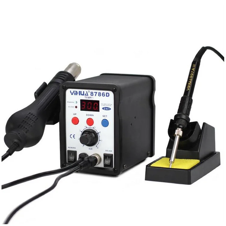 YIHUA 8786D 2-in-1 Welding Rework Station Hot Air Gun Iron LED Display - AC 220V