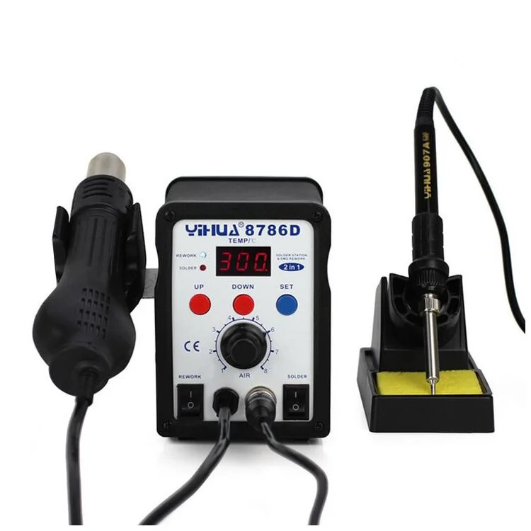 YIHUA 8786D 2-in-1 Welding Rework Station Hot Air Gun Iron LED Display - AC 220V