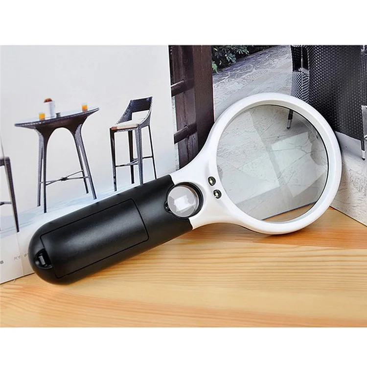 Handheld Illuminated 3X 45X Dual Lens Magnifier Magnifying with 3 LED Light