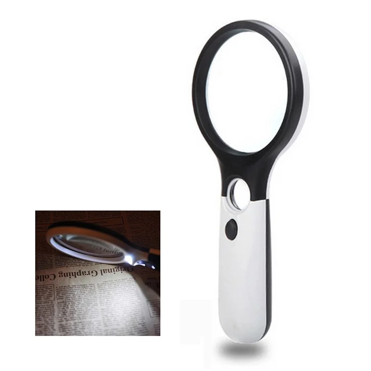 Handheld Illuminated 3X 45X Dual Lens Magnifier Magnifying with 3 LED Light