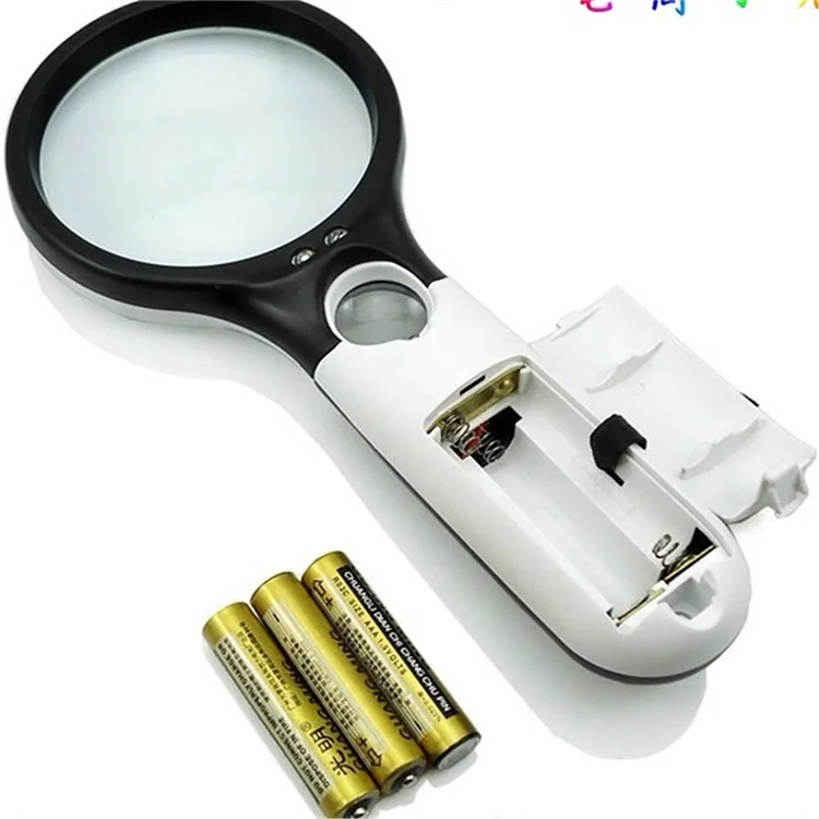Handheld Illuminated 3X 45X Dual Lens Magnifier Magnifying with 3 LED Light