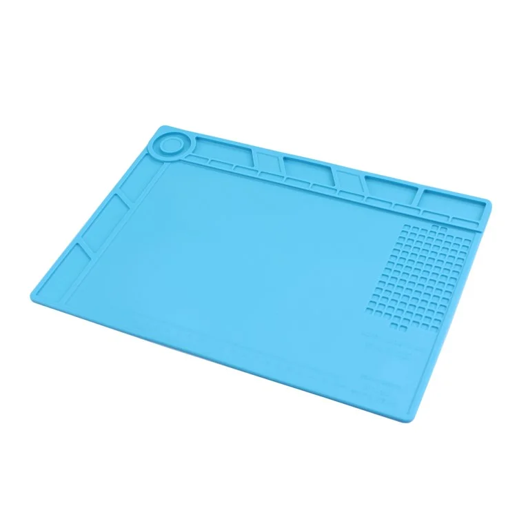 S-140 Silicone Heat Insulation Repair Platform Mat with Magnetic Screw Section - Blue