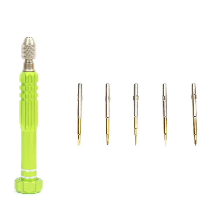 Juego de herramientas de reparación de precisión 5 en 1 con mango antideslizante para iPhone - Verde