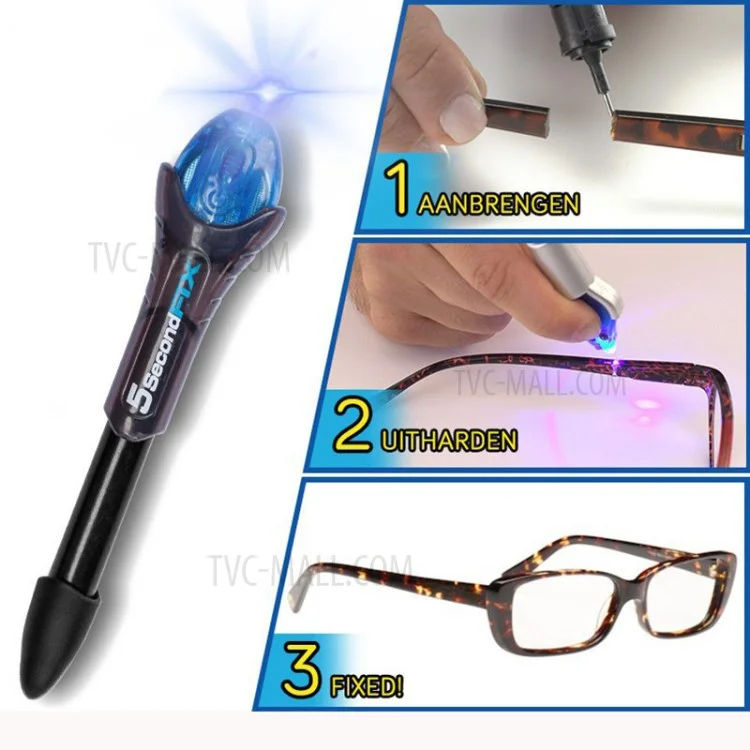 5 Second Fix UV Light Repair Tool with Glue Super Powered Liquid Plastic Welding Compound - Blue