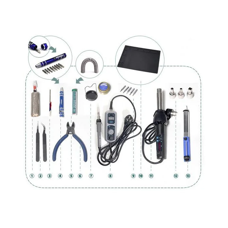 YIHUA Portable 27-in-1 Digital Soldering Iron and Hot Air Gun Rework Station Tool Kit - 220V / EU Plug