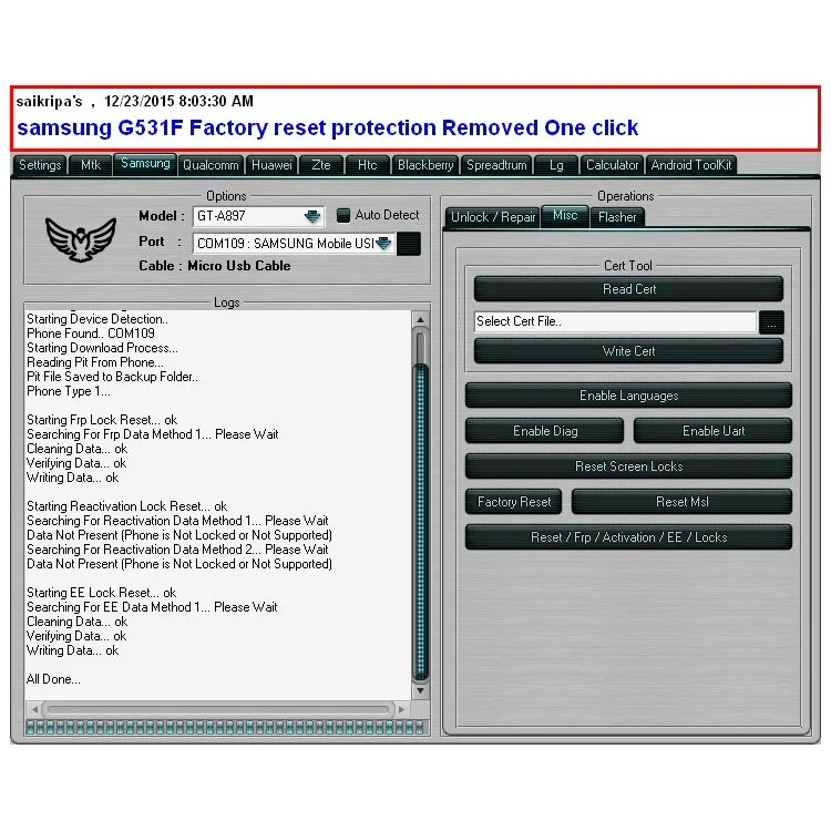 FALCON BOX Mobile Phones Repair Software Tool for Samsung HTC BlackBerry LG Etc. - Gold Color