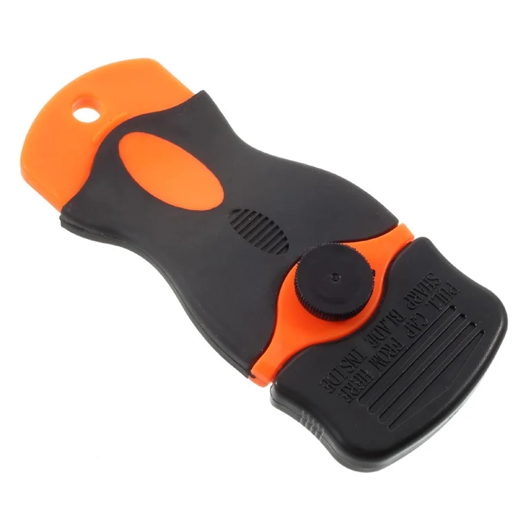 Mini Scraper Ceramic/Window/Glass/Paint Cleaner Remover with 2 Plastic Double Edge Blades - Orange + Black