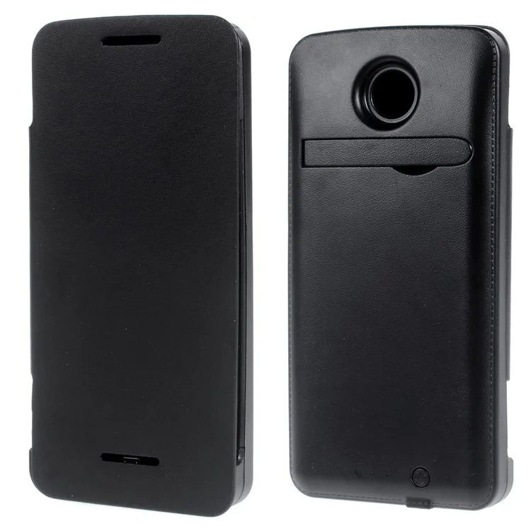 4200mAh Leather Backup Battery Charger Case for Motorola Nexus 6 XT1103 XT1100 - Black