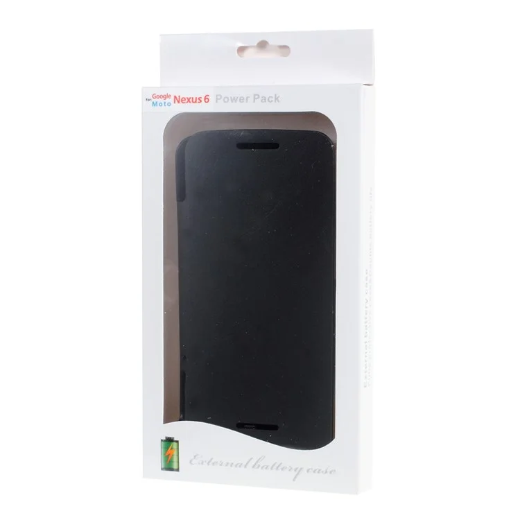 4200mAh Leather Backup Battery Charger Case for Motorola Nexus 6 XT1103 XT1100 - Black