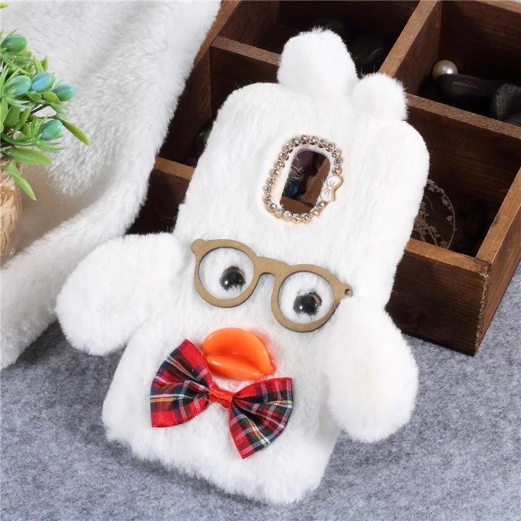 Hyaluronic Duck Pattern Fur Coated Rhinestone TPU Case for ASUS ZenFone V Live V500KL - White
