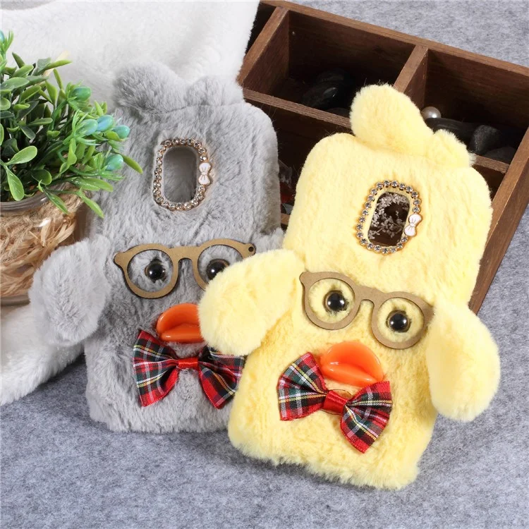 Hyaluronic Duck Pattern Fur Coated Rhinestone TPU Case for ASUS ZenFone V Live V500KL - White
