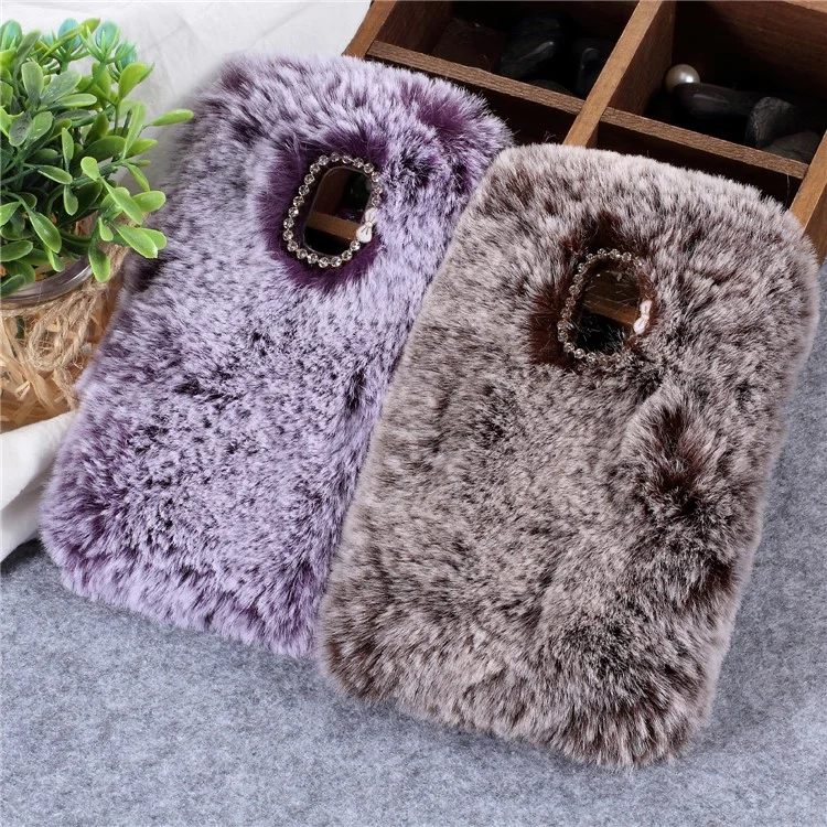 Soft Fur Coated Rhinestone TPU Case for ASUS ZenFone V Live V500KL - Purple