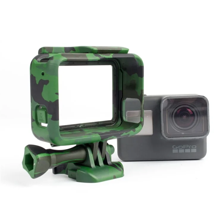 GP395C Silicone Side Housing Frame Case for GoPro Hero6 Black / Hero5 Black - Green Camouflage