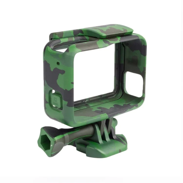 GP395C Silicone Side Housing Frame Case for GoPro Hero6 Black / Hero5 Black - Green Camouflage