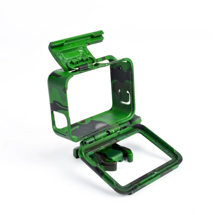 GP395C Silicone Side Housing Frame Case for GoPro Hero6 Black / Hero5 Black - Green Camouflage