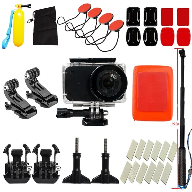 36 in 1 Accessories Kit with Floating Hand Grip, Waterproof Housing Case for Xiaomi Mijia 4K Mini Action Camera