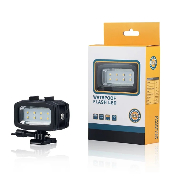 8-LED Underwater 30m 700LM Diving Lamp Waterproof LED Video Light Lamp for GoPro Sports Camera