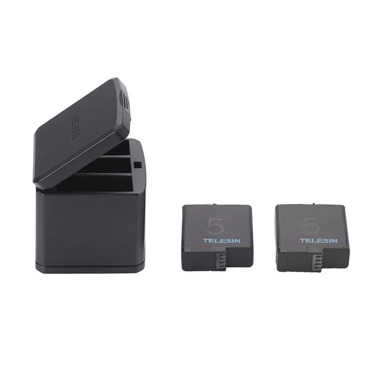 TELESIN 3 Slots Battery Storage Charging Box with 2 Battery Packs for GoPro Hero 7 Black/Hero 5/6 Action Camera