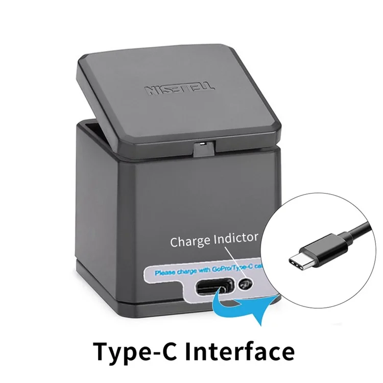 TELESIN 3 Slots Battery Storage Charging Box with 2 Battery Packs for GoPro Hero 7 Black/Hero 5/6 Action Camera