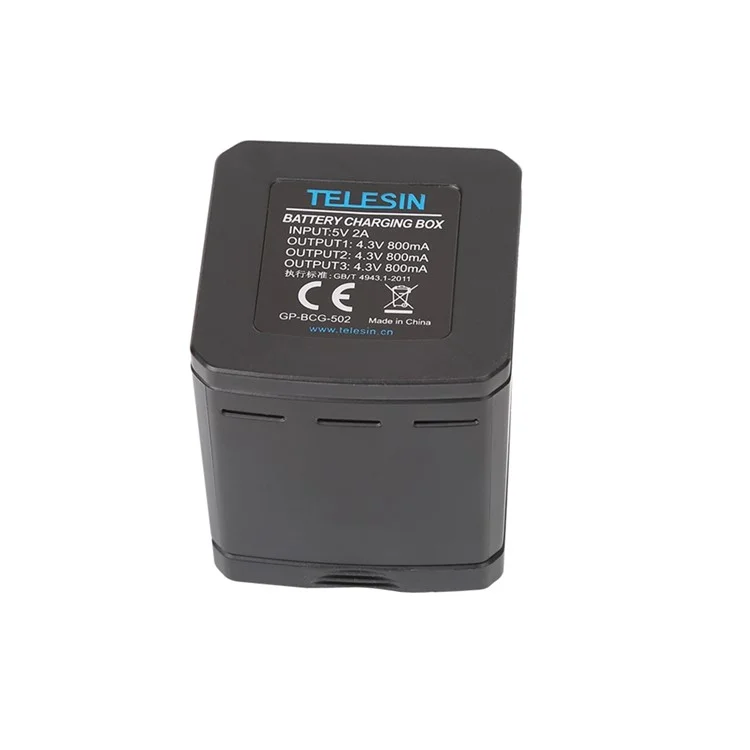 TELESIN 3 Slots Battery Storage Charging Box with 2 Battery Packs for GoPro Hero 7 Black/Hero 5/6 Action Camera