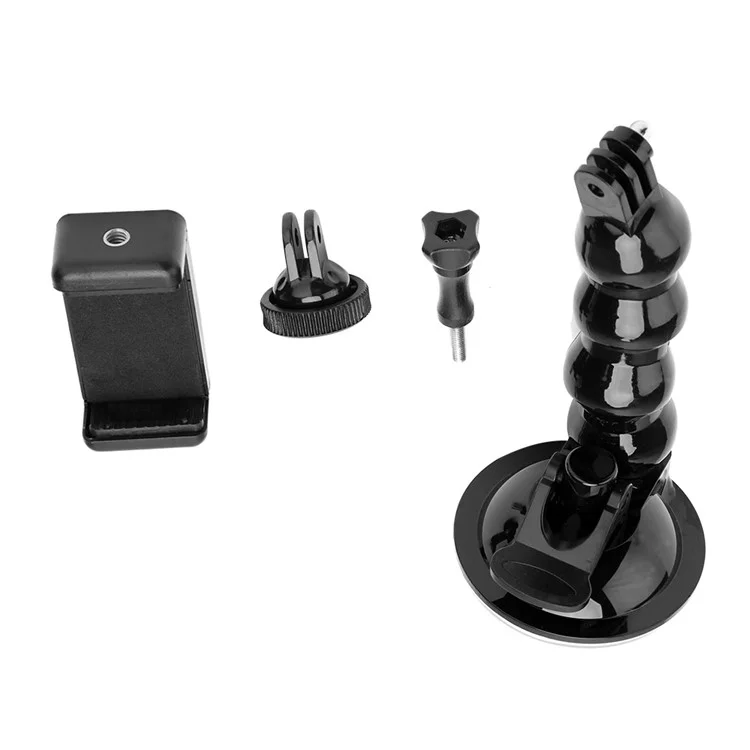 Adjustable Suction Cup Goose Neck Bracket Set for GoPro, SJCMA, Xiaomi Yi and Smartphones