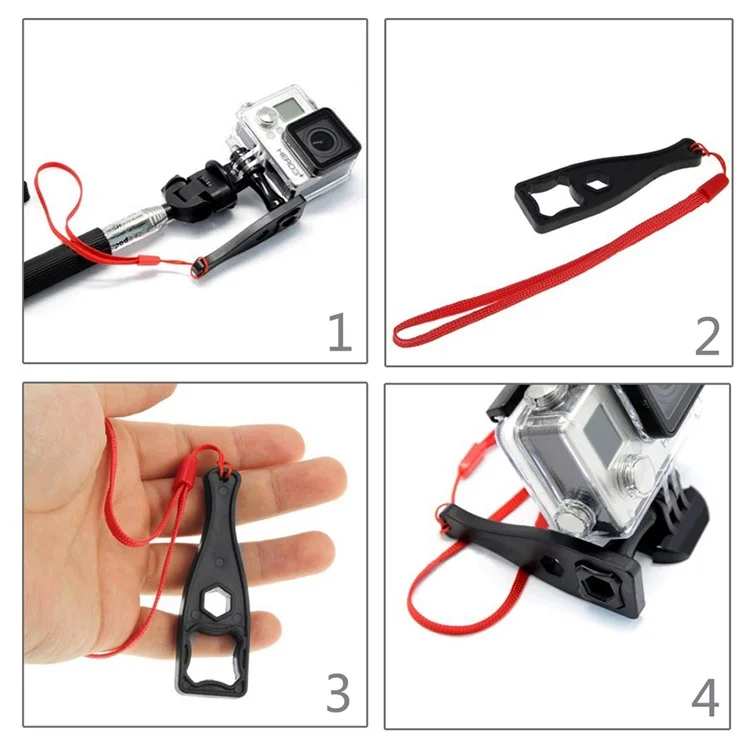 PULUZ PU122B Plastic Thumbscrew Wrench Spanner with Lanyard for GoPro HERO5/4 Session/4/3+/3/2/1 - Black