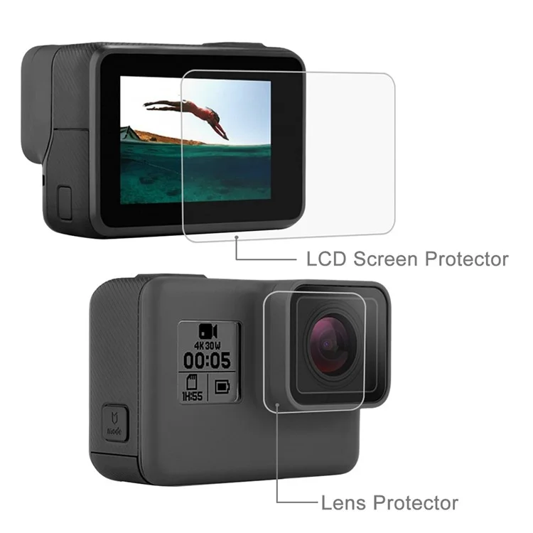 PULUZ PU192 Lente de Vidrio Endurecido+protector de Pantalla Lcd Para GoPro Herofor GoPro Hero5