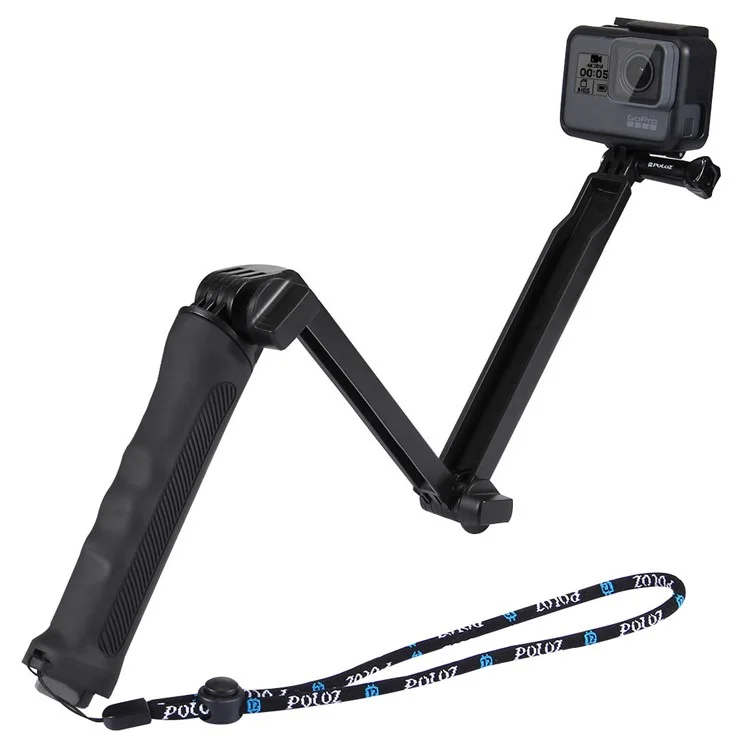 Puluz 3 Voies Grip Pliable Multifonctionnel Selfie-stick Extension Monopod Avec Trépied Pour GoPro New Hero / Hero7 / 6/5/5 Session / 4 Session / 4/3 + / 3/2/1 DJI Osmo Action Xiaoyi