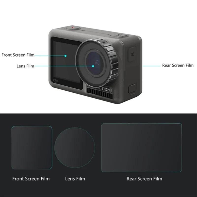 PULUZ Lens + Front and Back LCD Display Tempered Glass Film for DJI Osmo Action