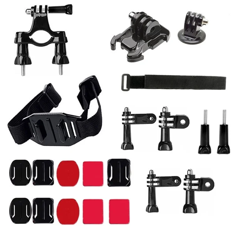 21 in 1 Accessories Kit with Helmet Mount Strap, Wrist Strap for GoPro Hero 4/3+/3/2/1 SJ4000/5000/6000/Xiaomi Yi
