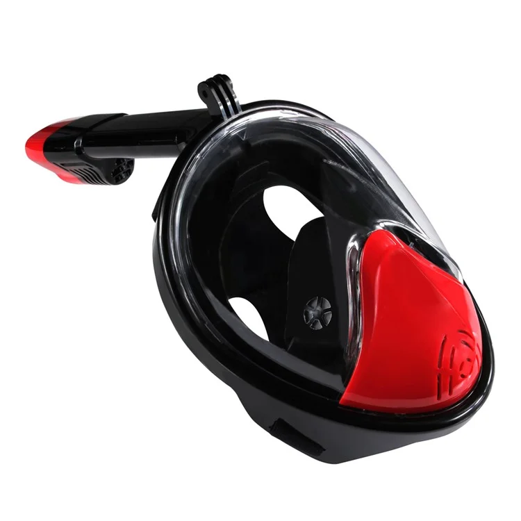 180-degree Full Face Mask for GoPro Xiaomi Yi Camera Diving Set - Black/Red / S/M