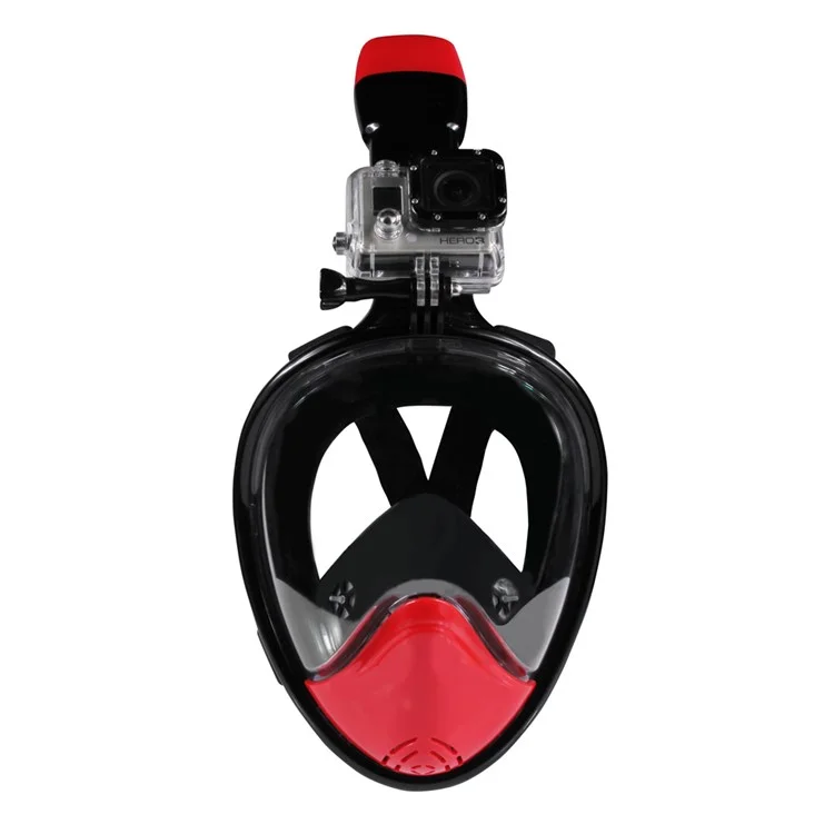 180-degree Full Face Mask for GoPro Xiaomi Yi Camera Diving Set - Black/Red / S/M
