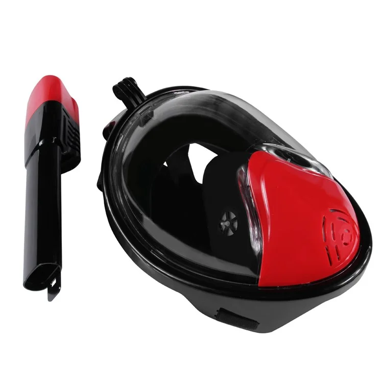 180-degree Full Face Mask for GoPro Xiaomi Yi Camera Diving Set - Black/Red / S/M