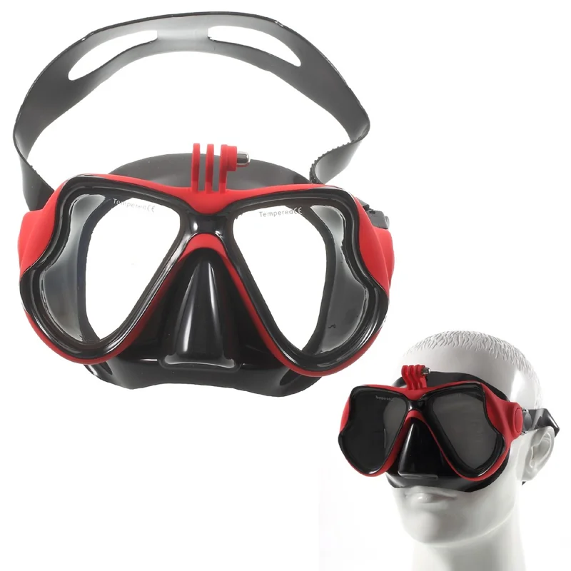 Scuba Snorkel Swimming Goggles with Camera Mount for GoPro Hero 4/3+/3/2/1 SJ4000/SJ5000 etc - Red