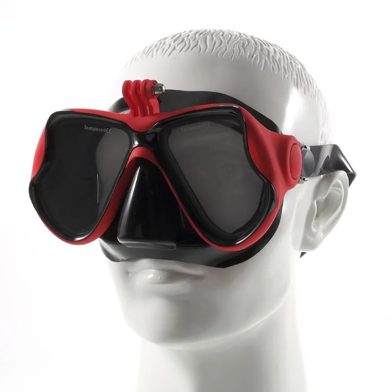 Scuba Snorkel Swimming Goggles with Camera Mount for GoPro Hero 4/3+/3/2/1 SJ4000/SJ5000 etc - Red